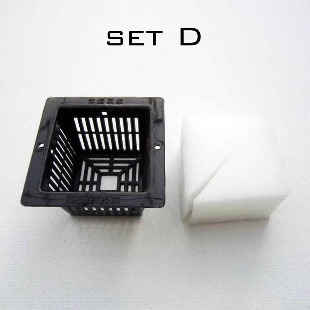 10Pcs Black Mesh Pot Net Cup Basket + Clone Cloning Collar Foam Insert Hydroponic Vegetable Plant Grow Seed Germinate 5 Size