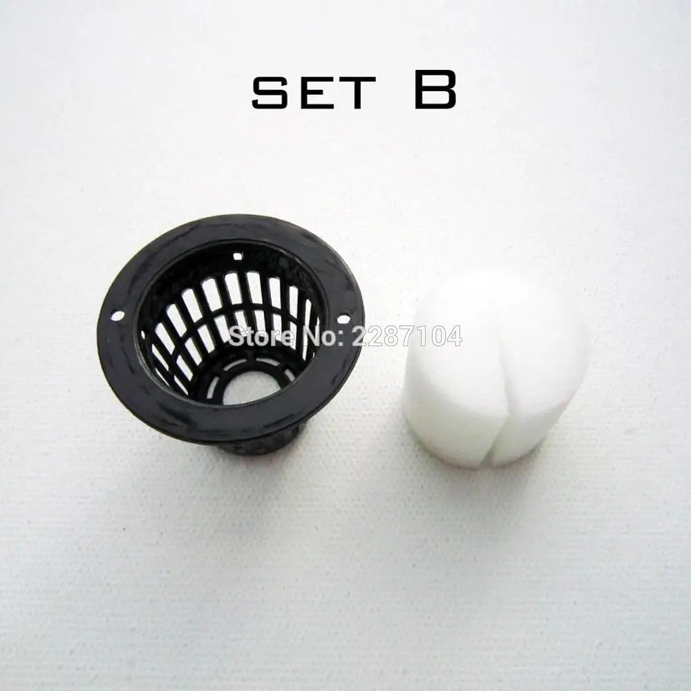 10Pcs Black Mesh Pot Net Cup Basket + Clone Cloning Collar Foam Insert Hydroponic Vegetable Plant Grow Seed Germinate 5 Size