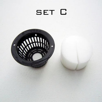 10Pcs Black Mesh Pot Net Cup Basket + Clone Cloning Collar Foam Insert Hydroponic Vegetable Plant Grow Seed Germinate 5 Size