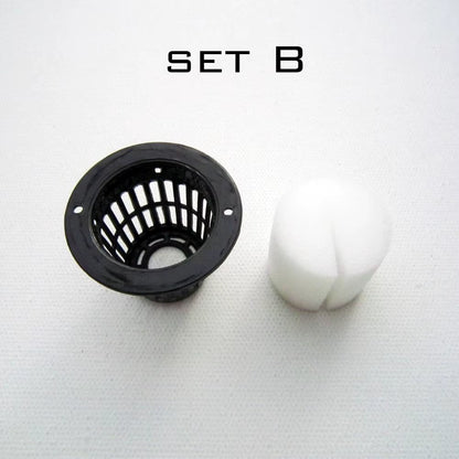 10Pcs Black Mesh Pot Net Cup Basket + Clone Cloning Collar Foam Insert Hydroponic Vegetable Plant Grow Seed Germinate 5 Size