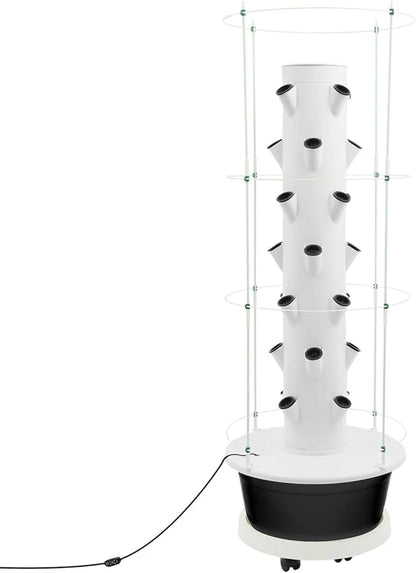 7-Tier 28 Plant Hydroponic Growing Tower Indoor/Outdoor Vertical Garden System with Climbing Trellis Garden Hydroponic Growing Kit for Growings Lettuce Strawberries Herbs Vegetables