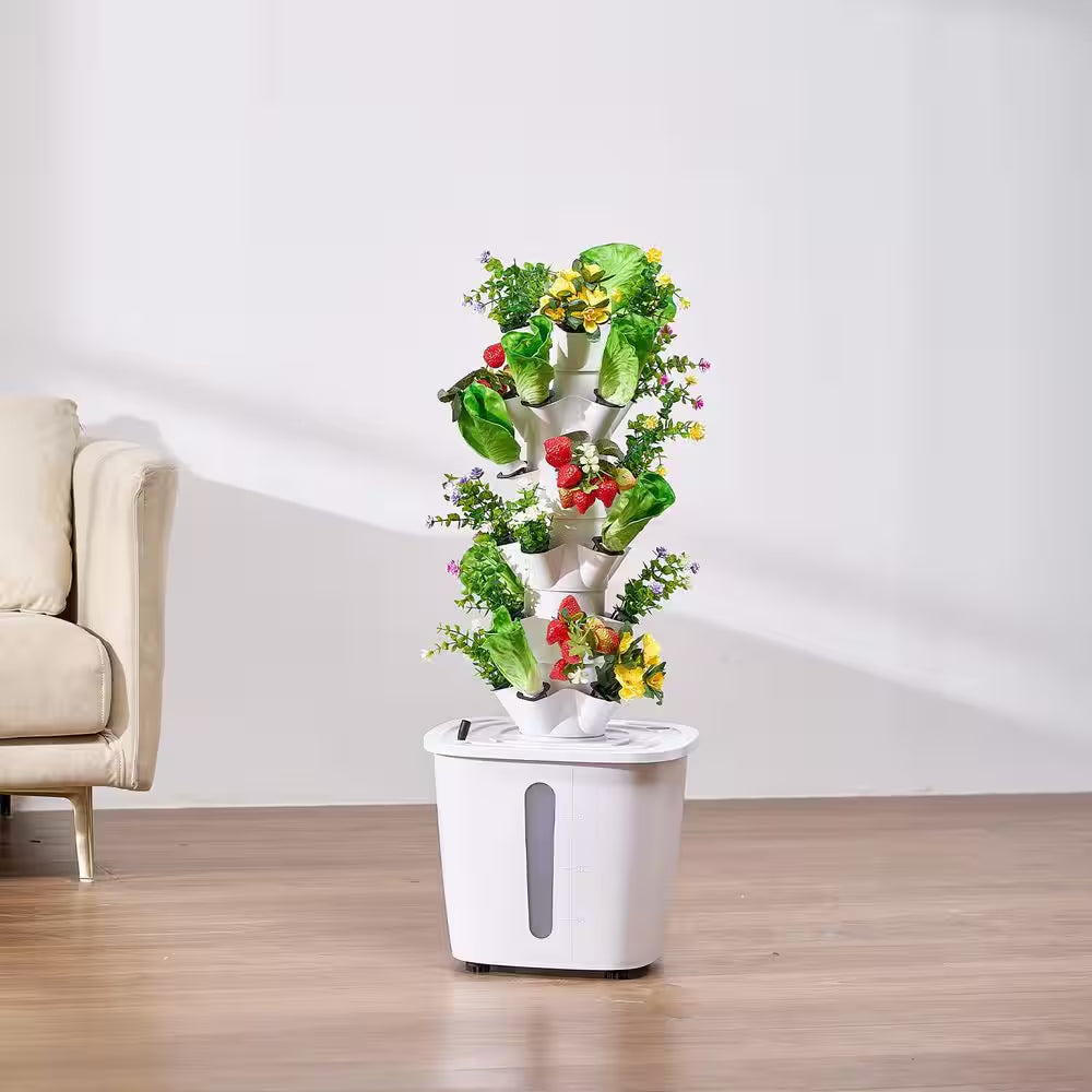 Hydroponic Growing System, 30 Pods Vertical Garden Tower, Indoor Hydroponic Garden with Water Pump and Timer