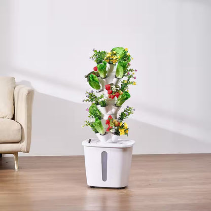 Hydroponic Growing System, 30 Pods Vertical Garden Tower, Indoor Hydroponic Garden with Water Pump and Timer