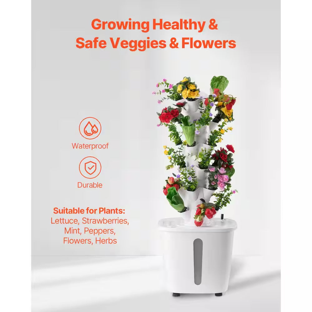 Hydroponic Growing System, 30 Pods Vertical Garden Tower, Indoor Hydroponic Garden with Water Pump and Timer
