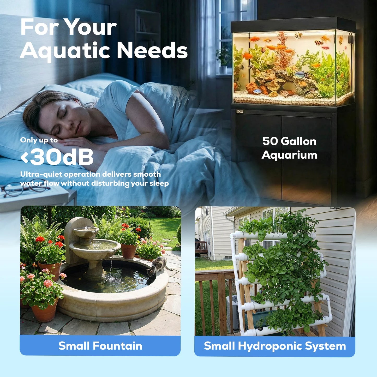 Aqua Dream 400 GPH Aquarium Submersible Pump Hydroponics