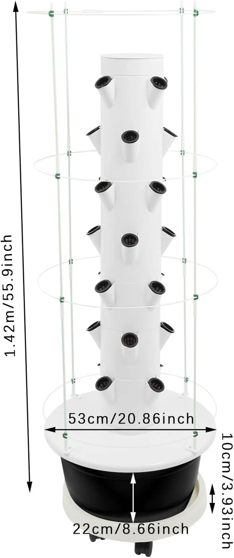 7-Tier 28 Plant Hydroponic Growing Tower Indoor/Outdoor Vertical Garden System with Climbing Trellis Garden Hydroponic Growing Kit for Growings Lettuce Strawberries Herbs Vegetables