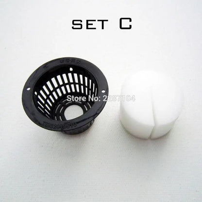 10Pcs Black Mesh Pot Net Cup Basket + Clone Cloning Collar Foam Insert Hydroponic Vegetable Plant Grow Seed Germinate 5 Size